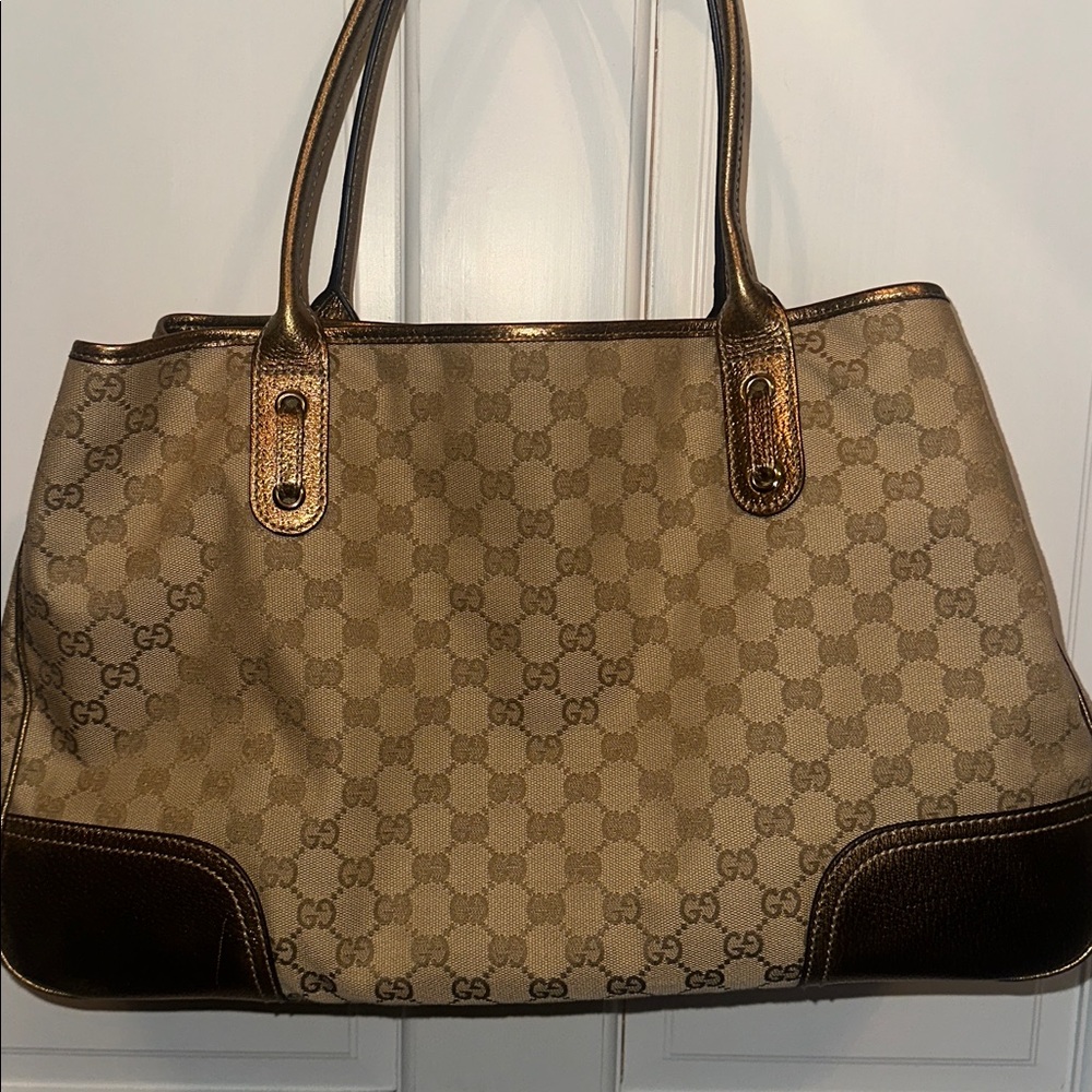 EXCELLENT Condition Gold and brown canvas Gucci Princy Tote - Picture 10 of 16